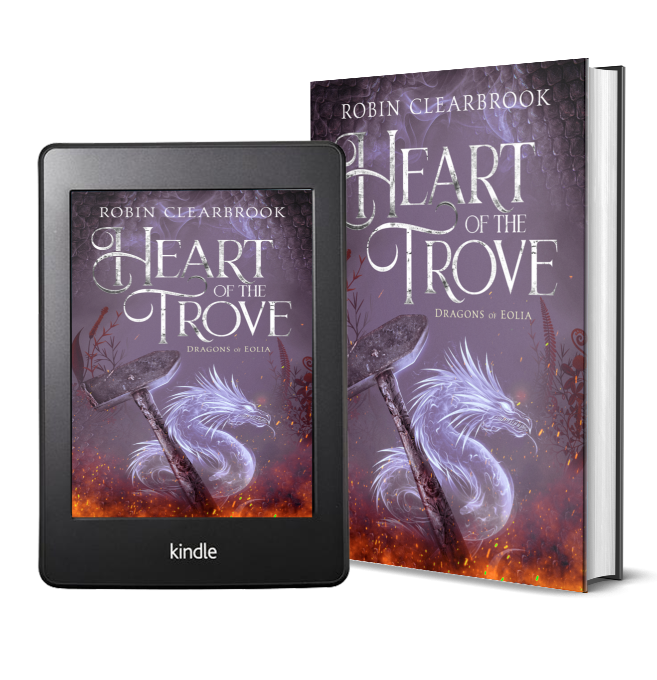 Heart of the Trove Mockup of Heart of the Trove, both on kindle and on physical book